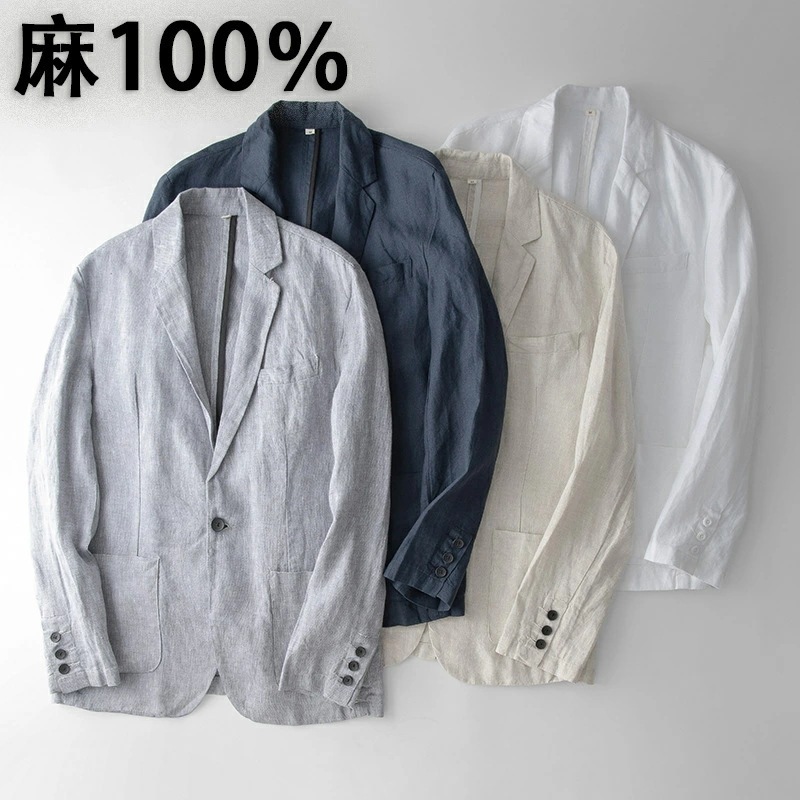 テーラードジャケット メンズ 麻ジャケット 100％綿麻 リネン アウター 長袖 1つボタン ジャケット リゾート リモートワーク スーツ ライトジャケット カジュアル メンズファッション 父の日 プ