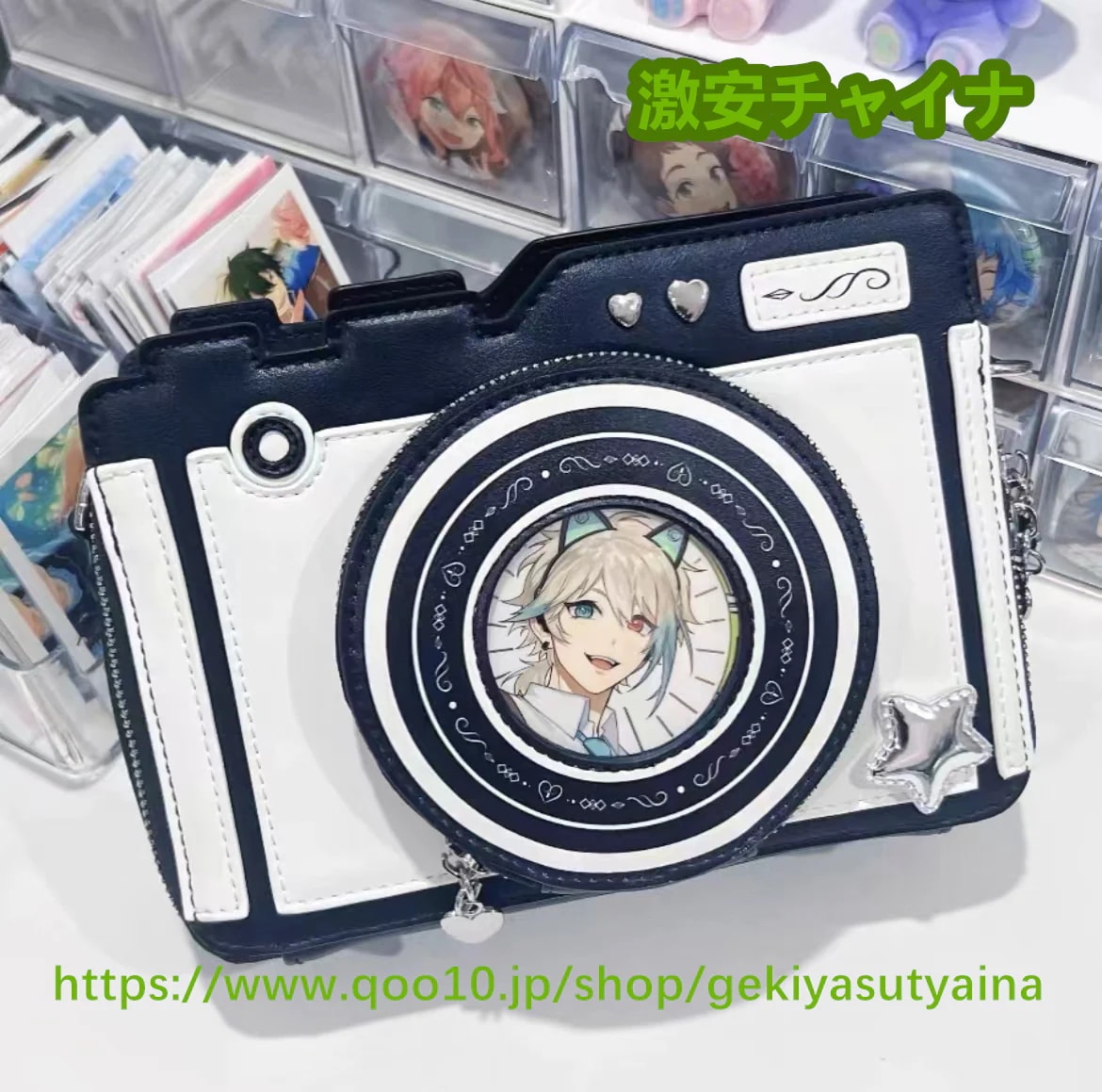 【爆発品】痛バッグ　痛バ　オリジナル　個性　カメラデザイン　両面痛バッグ　ショルダーバッグ　缶バッジ入れ　カード入れ　推し活　通勤　通学