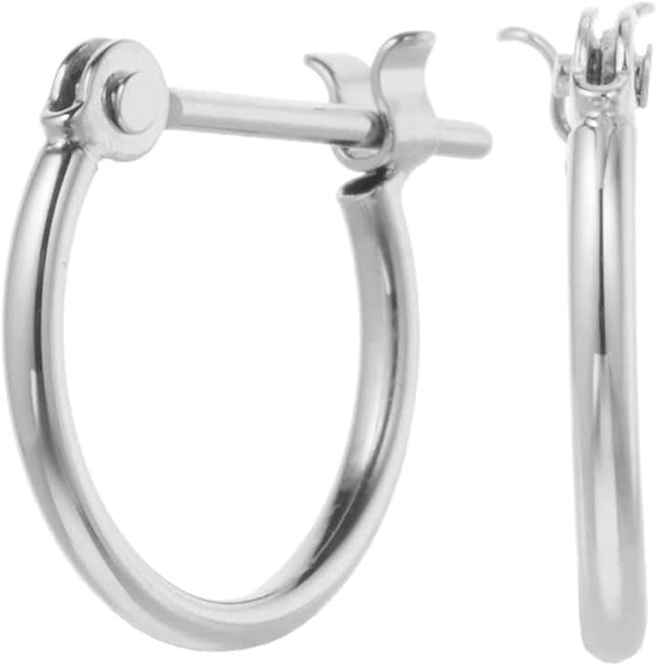 Piena ピエナK14WG ホワイトゴールド フープシンプル 日本製 縦9mm 横10.5mm ピアス レディース