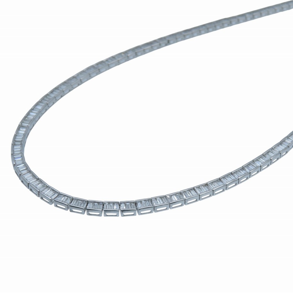 美品 バケットカット ダイヤ 10.050ct Pt900/K18WG ネックレス ダイヤモンド/Pt900 / K18WG シルバー 0024【中古】 メンズ
