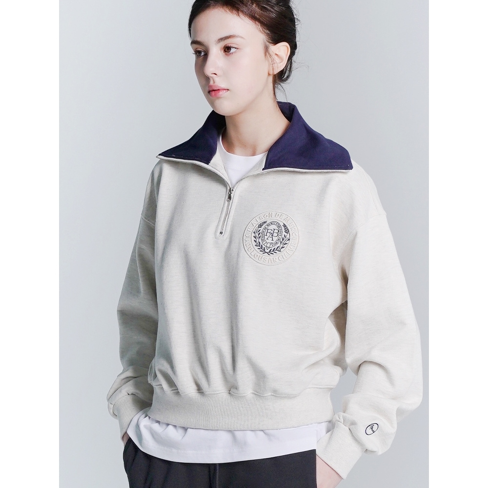 ファビュラスアーカイブ女性用クロップハーフジップアップオートミール (FCD1TS203W)