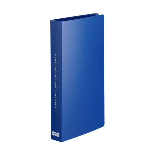 （まとめ） TANOSEE 名刺ホルダー 固定式コンパクト 120名用 ヨコ入れ ブルー 1冊 50セット