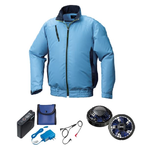 KU92010空調服 ポリ カジュアルFAN2400SPBB/LISUPER1ライト青xダーク紺4L