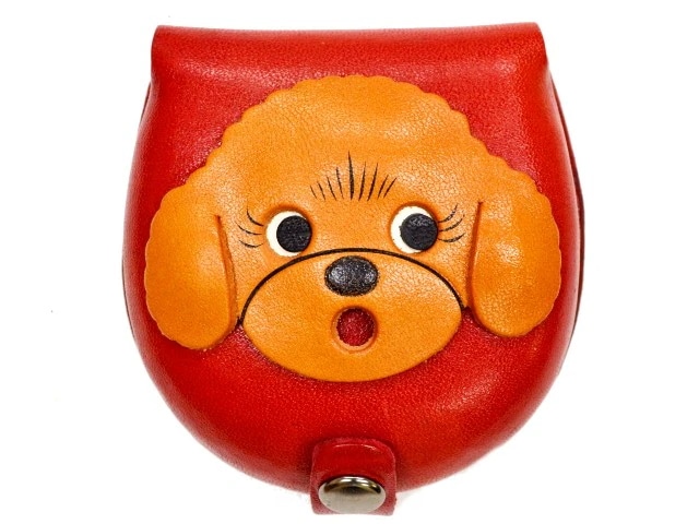 トイプードル カラーコインケース 赤　小銭入れ/財布 レザー/本革 VANCA/バンカクラフト