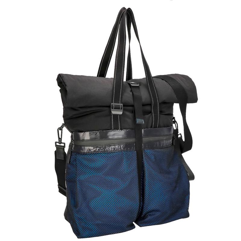 BOTTEGA VENETA 573062-VBOU1-8679 ボッテガヴェネタ トートバッグ ナイロン/ポリエステル/カーフレザー ブラック/ブルー