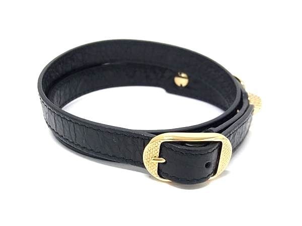ブレスレット ジャイアント 236345 レザー - 3連 スタッズ ゴールド金具 ブラック系 バングル アクセサリー 小物 誕生日プレゼント 記念日 ブランド ギフト 女性 彼女【本物保証】