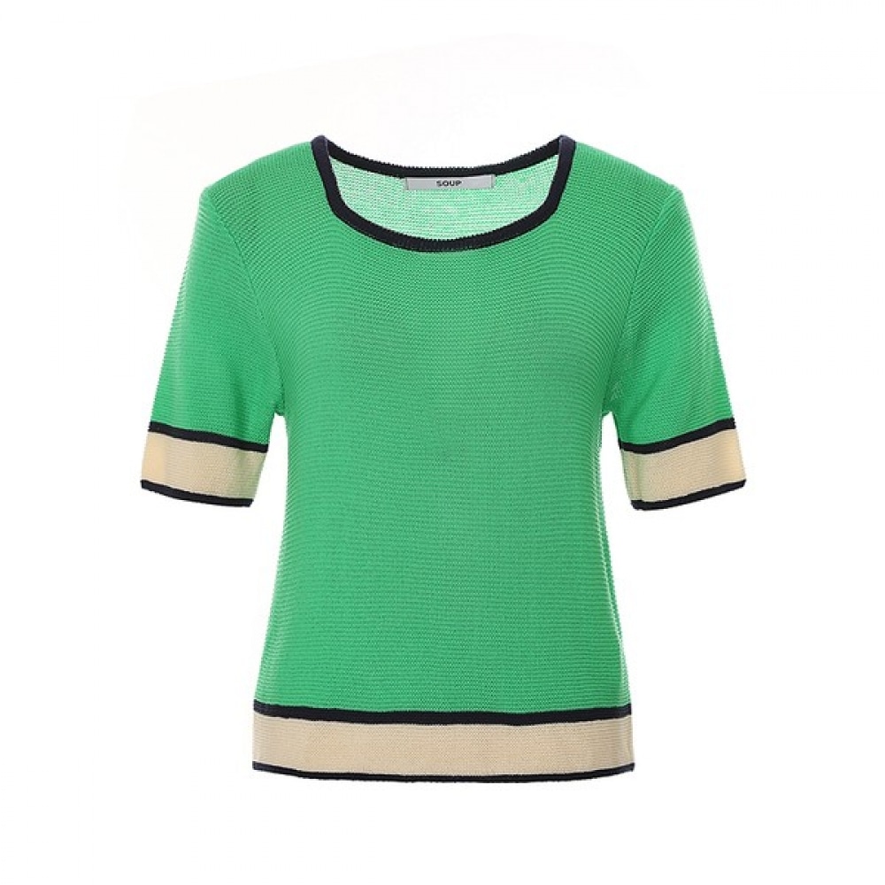 （フォレスト）配色半袖ニット（SZ5SK83）