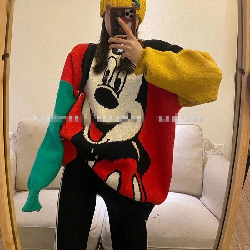 【即納】ミッキーパーカーミニートレーナー友達恋人同士ペア 長パーカー パーカーレディースファッション ロング丈 秋冬ファションセーター