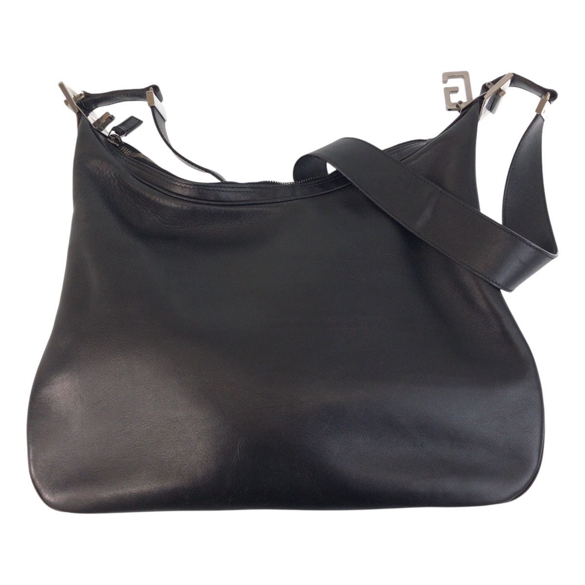 美品 ブラック 黒 シルバー金具 レザー 001-3341 ショルダーバッグ レディース 501986