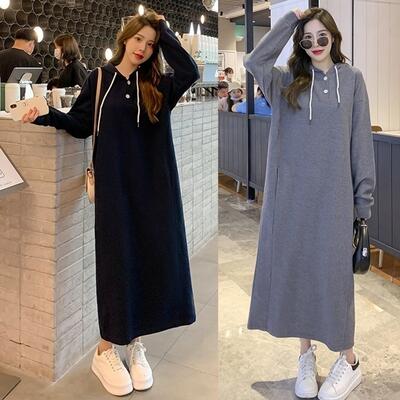 ワンピース ワッフル フード付き サーマル レディース 袖あり 長袖 カジュアル ロング丈 おしゃれ 可愛い シンプル フェミニン かっこいい ワンピ ドレス 体型カバー 大きいサイズ グレー ネイビ