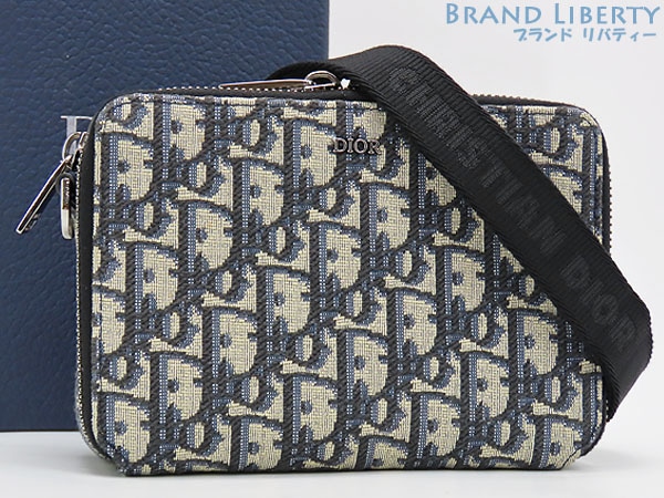 美品クリスチャンディオールトロッターオブリークジャカードストラップ付きジップポーチ2WAYショルダーバッグ