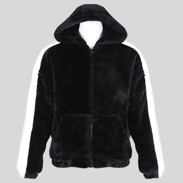 メンズ冬セミオーバーフィットライン極細糸フード付きジップアップジャンパーRB JUW Q058 黒_P409079467