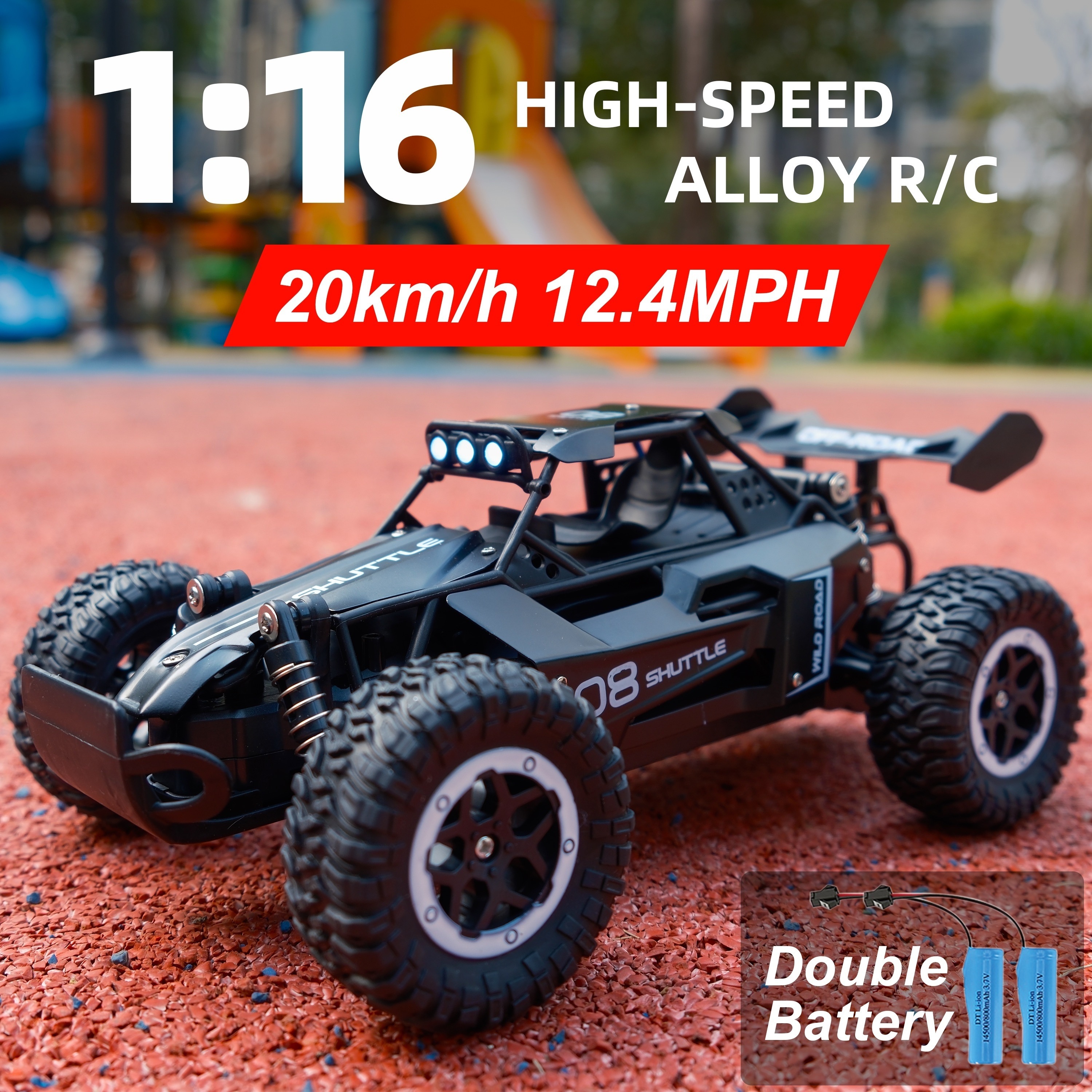 1:16 2.4G Double Battery Alloy RC Car, High Speed Up To 20 Km/h Remote Control Car, All Terrain Off-