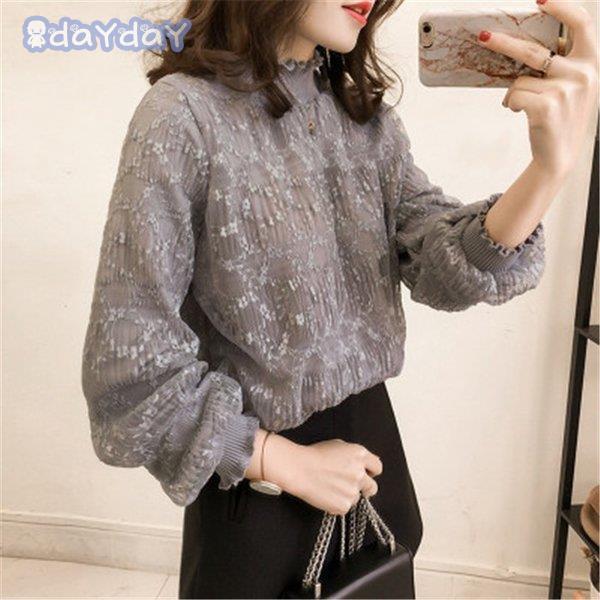 【迅速出荷】 ブラウス レディース トップス レースブラウス フリルネック 大人 可愛い 大きいサイズ 体型カバー 長袖 タートルネック 30代 40代 カジュアル 春 秋