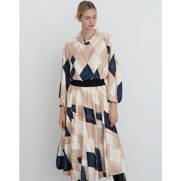 [24FW] [価格引下げ]ベージュアーガイルプリントワンピースDLDR4D101I2