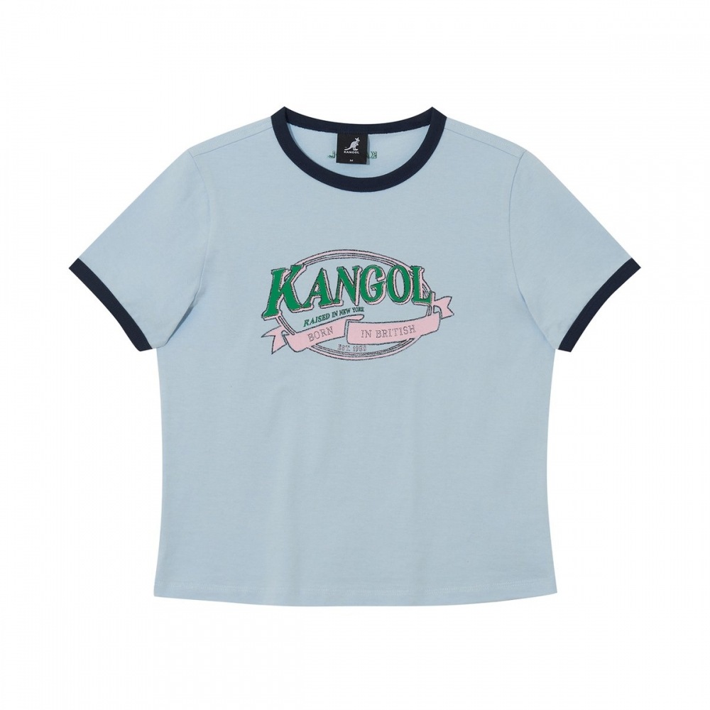 Womens グラフィック リンガー 半袖 Tシャツ ライトブルー KREWST27920