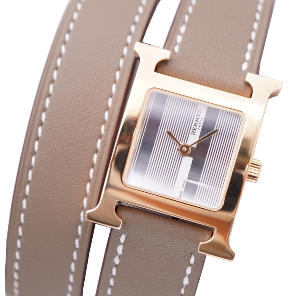 新品同様 クオーツ Ｈウォッチ ドゥブルトゥール HH1.202c 腕時計 ステンレススチール/レザー シルバー U刻印 1101【中古】 レディース