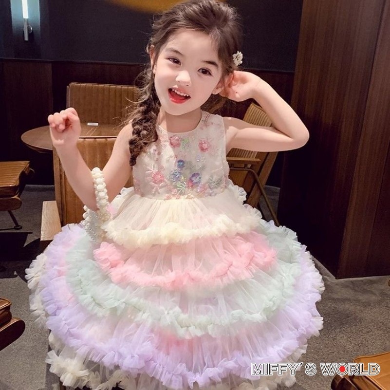 2025年夏新作登場！プリンセススカート ロリータ 女の子ぴったりのキャンディケーキスタイル 無袖ドレス パフパフなサテンスカート演出可愛いスタイル