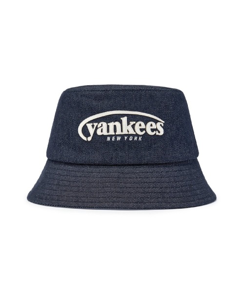 【MLB】 VINTAGE DENIM CURVE LOGO BUCKET HAT NY INDIGO キャップ 正規品