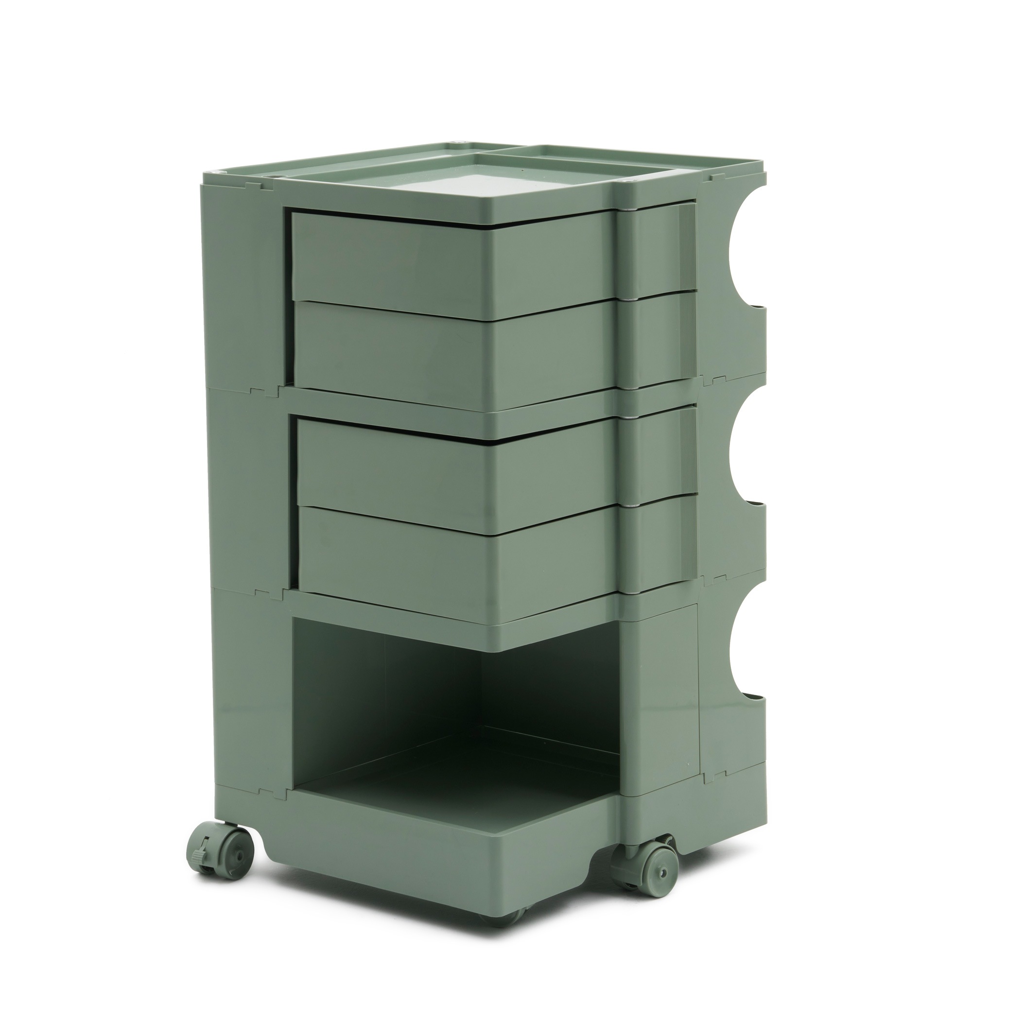 【国内出荷 - 3日配達】【フォググリーン・3段】収納ワゴン ボビーワゴン キャスター付き ブレーキ付き おしゃれ 3段トレイ キッチンワゴン 回転式 収納 ベビーワゴン キッチン収納 ラック サイド