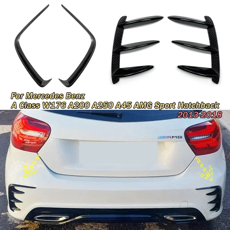 メルセデス・ベンツ Aクラス W176 リアバンパーサイドベントスポイラー 2013-2018 ハッチバック A200 A250 A45 AMG 用 カナードボディキット 輸入品