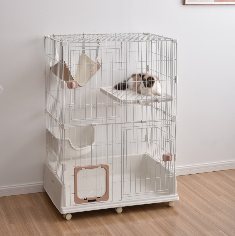 猫ケージ キャットケージ 2段 ペットケージ キャスター付 猫ゲージ 大型 多頭飼い ネコドア キャットハウス 1段2段可能 留守番 保護 脱走防止 おしゃれ
