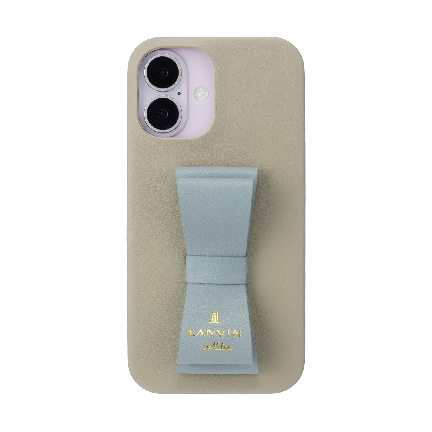 [LANVIN en Bleu] iPhone 16 スリムラップケース Slim Wrap Case Stand & Ring Ribbon 正規品 ランバンオンブルー (Gray×Light Bl