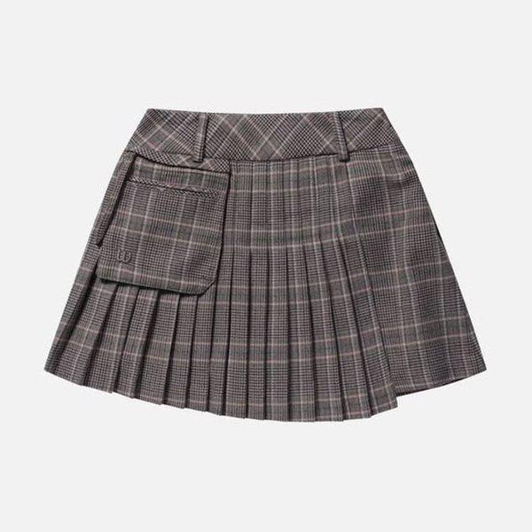 女性ポケットディテール着脱式プリーツショートスカート W243002GSK92WIE