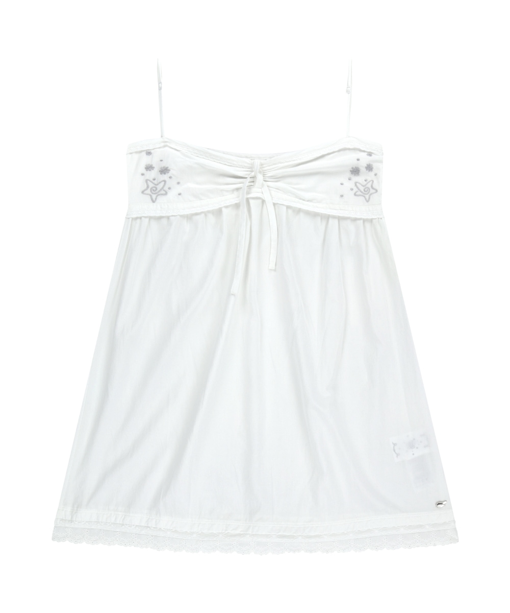 【COYSEIO】 SOLAR STITCH MINI DRESS : WHITE