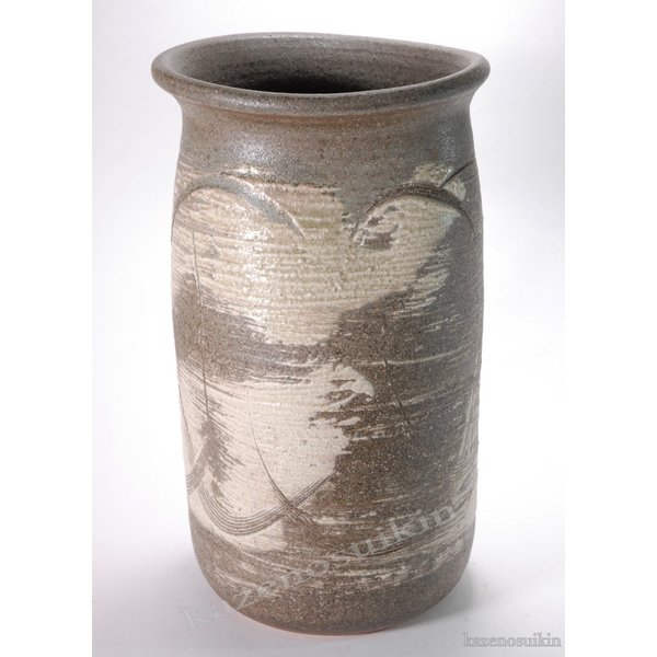 古窯白刷毛目傘立 （信楽焼き陶器傘立梅雨玄関収納M）