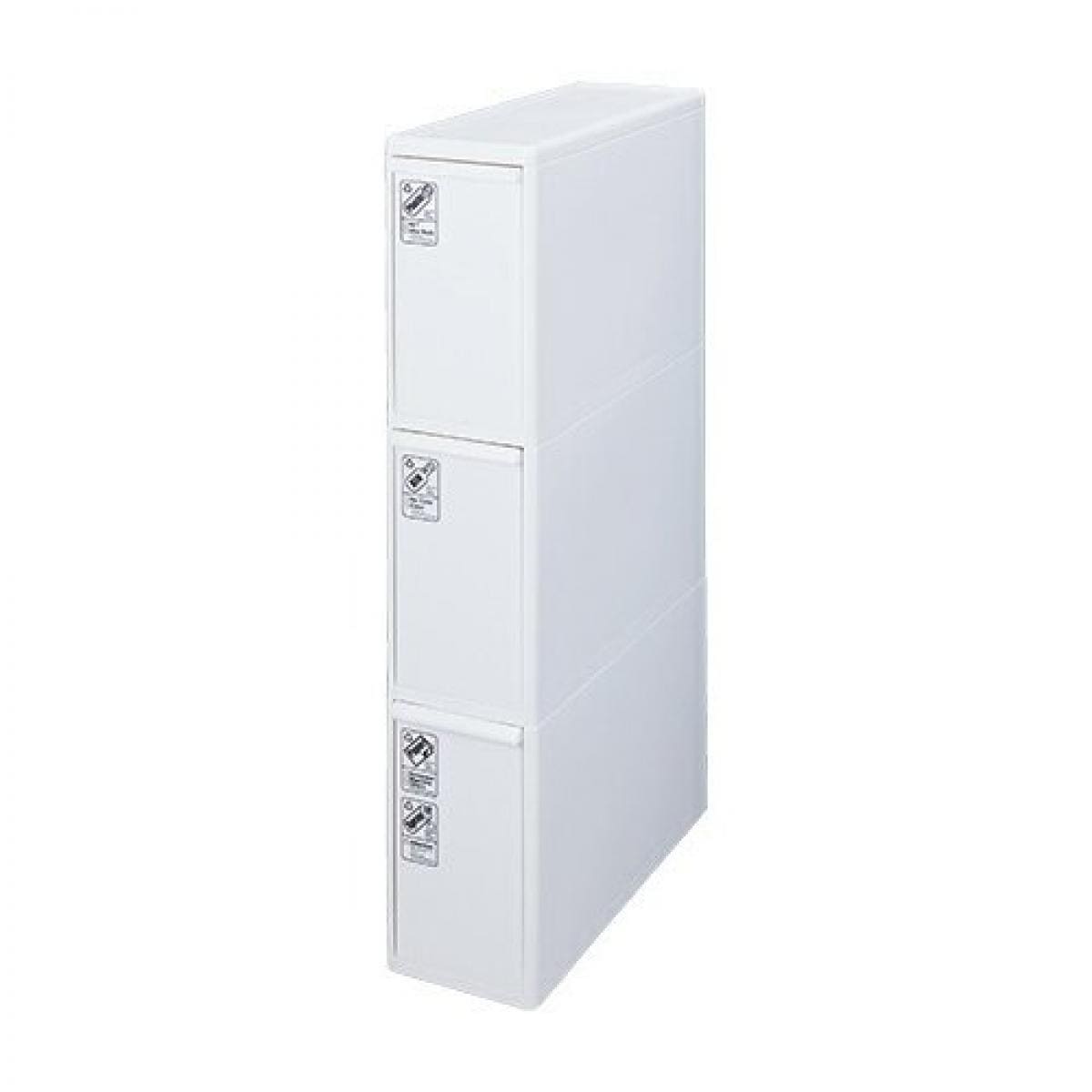 【在庫有・即納】ライクイット(like-it) フタ付きゴミ箱 分別引出しステーションスリム 3段 42L 幅170mm ホワイト ごみ箱 省スペース スキマ収納