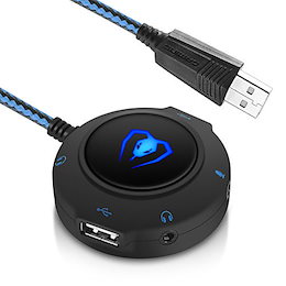 外付けサウンドカード Micolindun USB ゲーミングヘッドセット 変換 アダプタ ハブ 2.0 PC usbハブ PS4