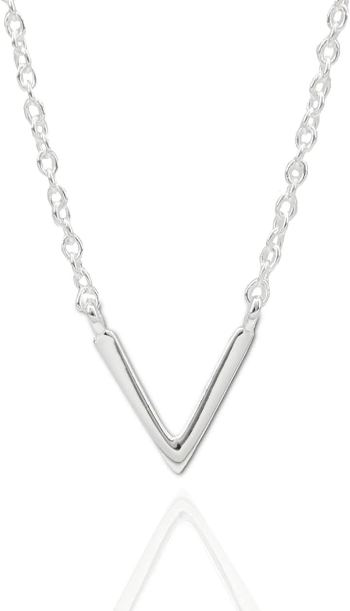 エピックボーレン sv925 V字ネックレス メンズ レディース 18K コーティング 人気 ペンダント( シルバー)