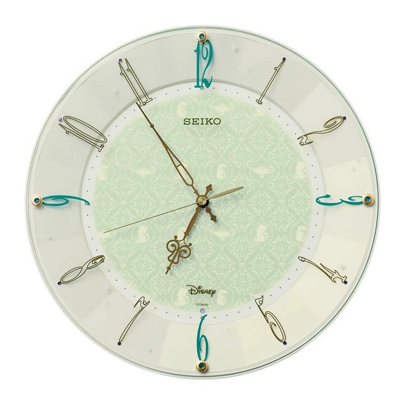 [SEIKO EMBLEM] セイコーエンブレム 掛時計 大人 ディズニー アラジン クリームパール塗装 FS512C グリーン 電波時計 アナログ