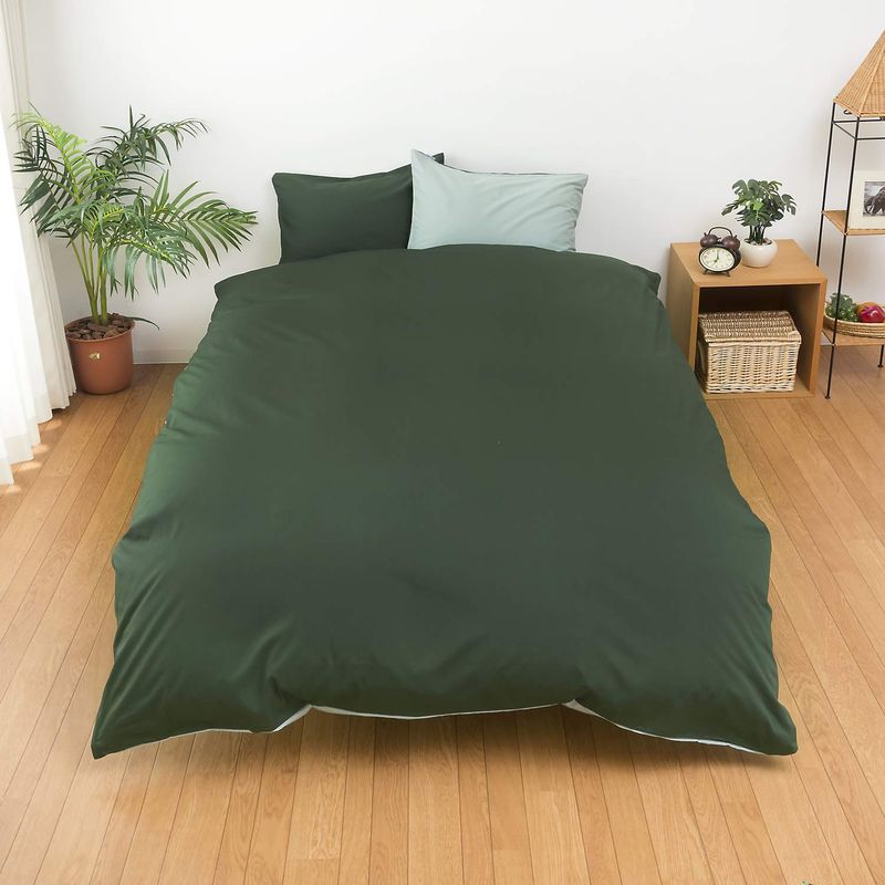 日本製 綿100% 掛布団カバー 「フロム」 シングルロング モスグリーン FM625001-54