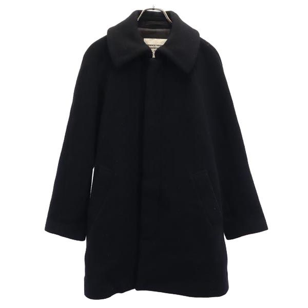 日本製 ウールブレンド ステンカラーコート M ネイビー メンズ