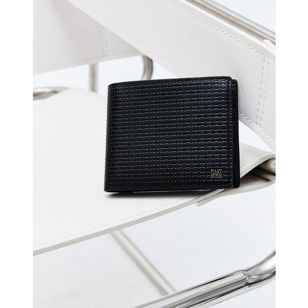 [25SS] [定番商品] ブラックロゴ装飾 牛革 二つ折り財布 WBWA5E213BK