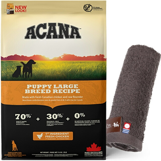 【正規品】アカナ パピーラージブリード 11.4kg【犬想いオリジナル今治ハンドタオルセット】【タオルカラー モカ】