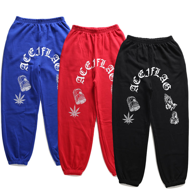 ACEFLAG スウェットパンツ 裏パイル メンズ 春夏秋冬用 全3色 大きいサイズ エースフラッグ スウェット ロングパンツ ゆったり おしゃれ 総柄 ドル柄