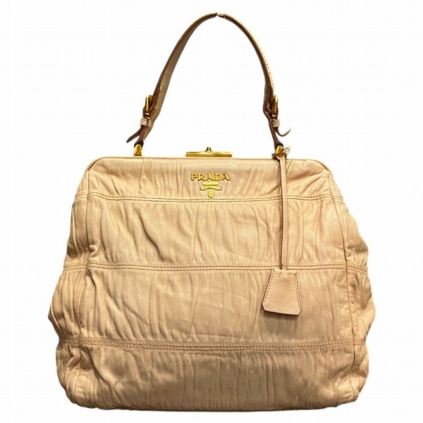 プラダ PRADA BN1637 ギャザー がま口 バッグ ハンドバッグ レディース 【中古】