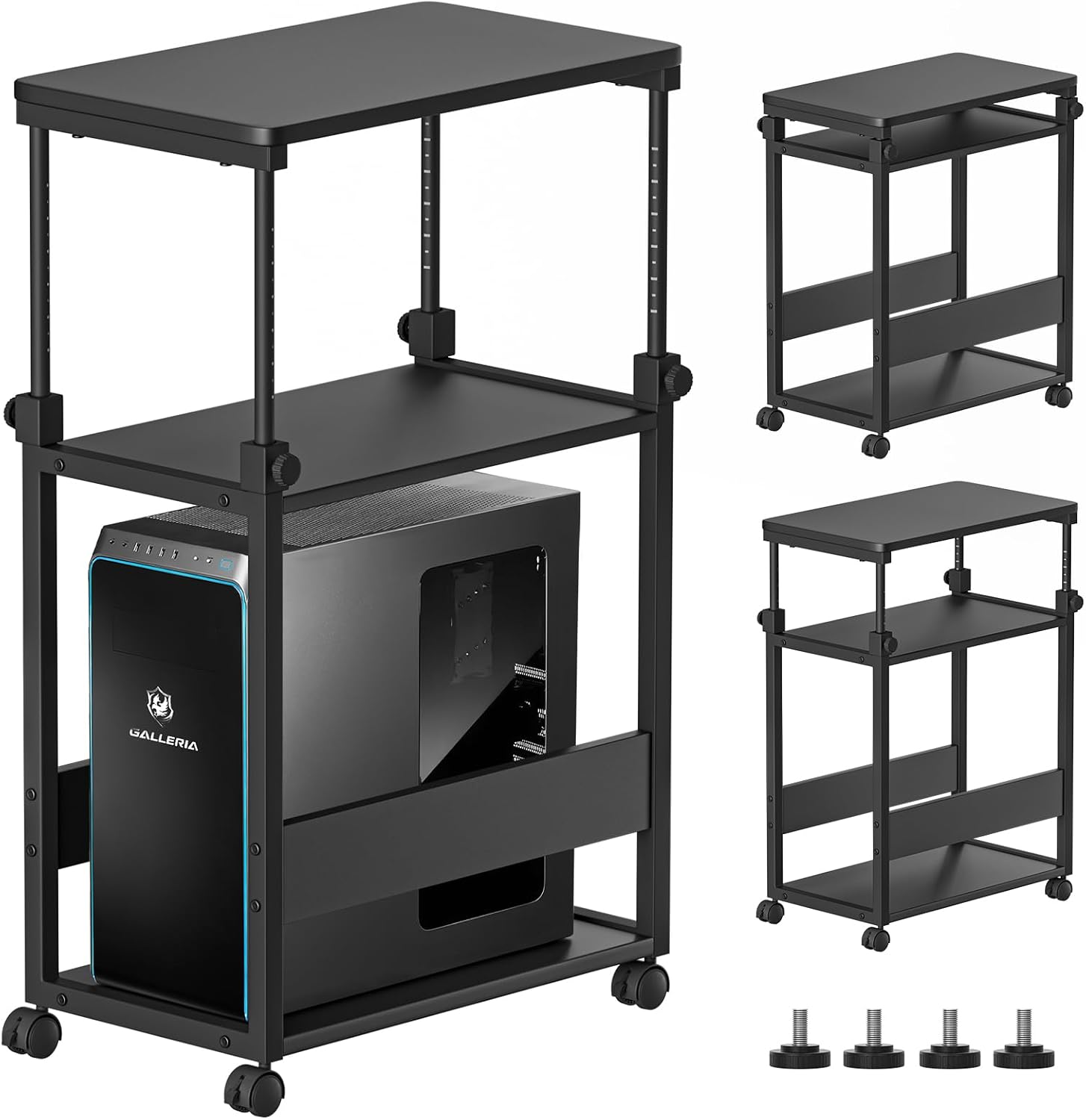 DAIWIN パソコンワゴン pcラック 昇降式 幅35×奥行60×高さ67～95cm パソコンラック cpuワゴン 天板高さ調節可能 キャスター付き pc 棚 デスクワゴン パソコン収納 木製 デス 5,134円