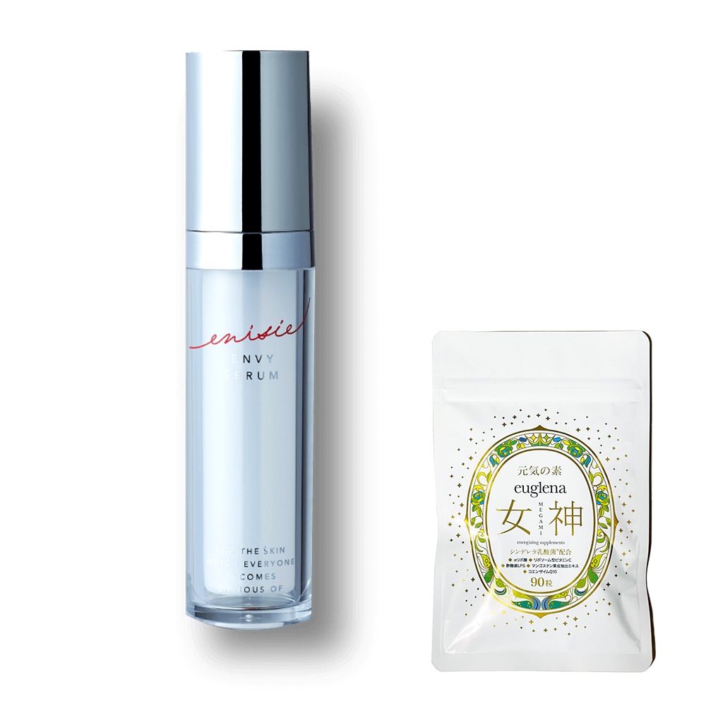お得セットユーグレナ女神90粒＋エンビィセラム 正規品 30ml　リズム