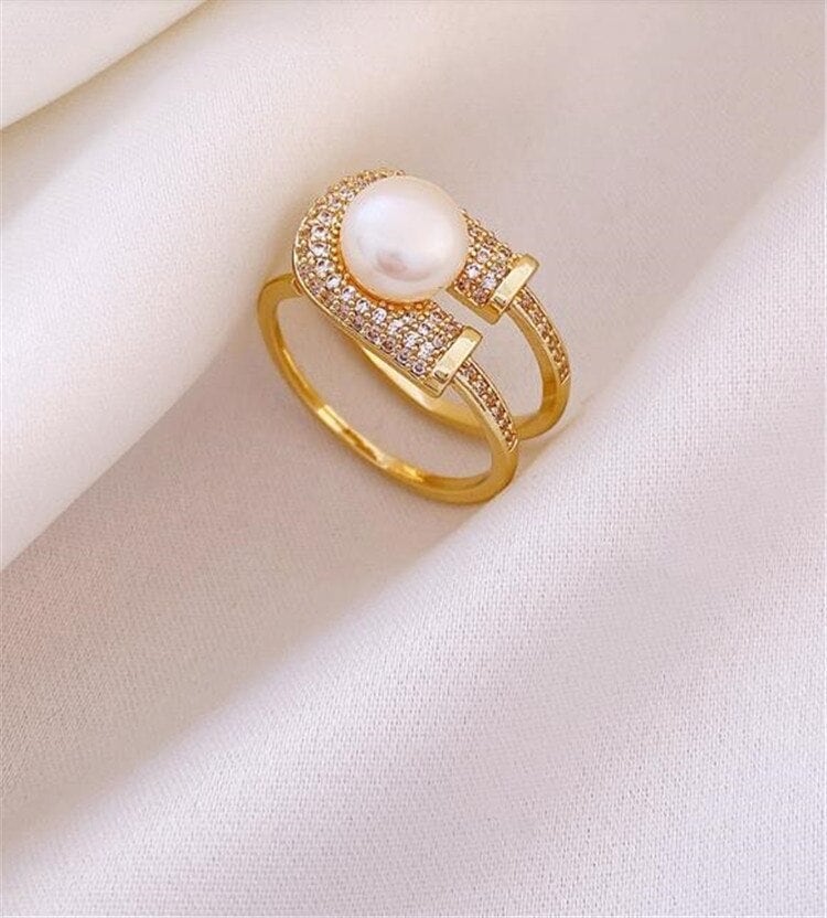 SALE秋も使えるc デザインセンス 百掛け 2点セット リング 女性 ライトラグジュアリ