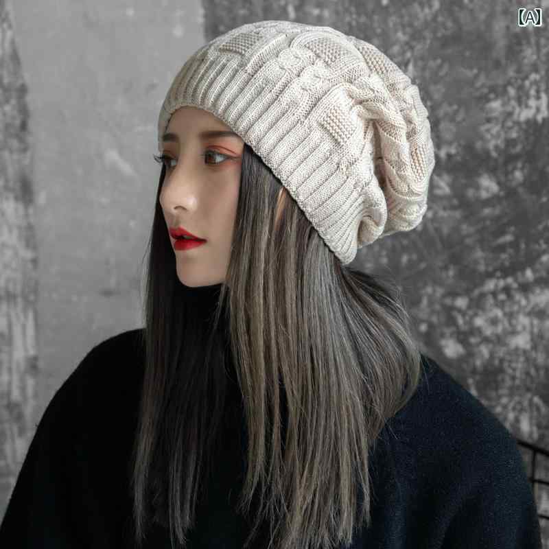 ニット帽 レディース 秋冬 ビーニー 帽子 大きめ 厚手 ウール 暖かい 防寒 防風 伸縮性 リブ ケーブル編み 柔らかい 小顔効果 耳 保護 おしゃれ カジュアル シンプル 普段使い スキー スノボ