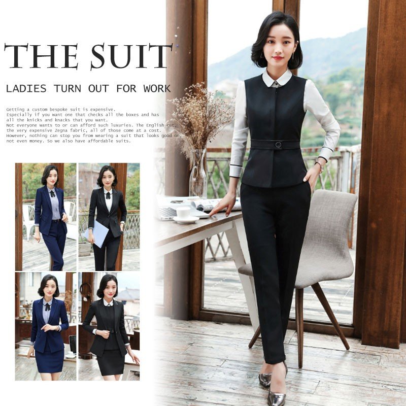 スーツ フォマールスーツ　スカートスーツ　四点セット　スーツジャケット　ベスト　膝丈　スカート　OL通勤ウエア　セット　オフィス就活面接　制服　細身