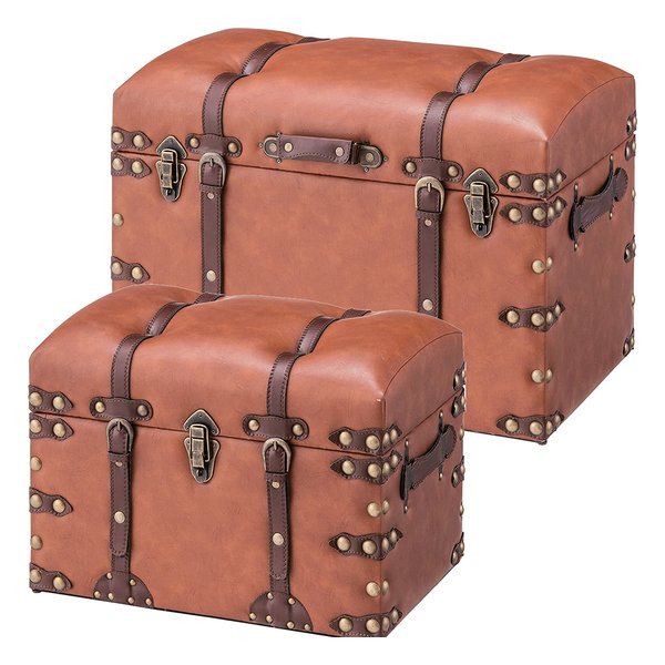 トランクセット LSサイズセット ブラウン S:W50×D35.5×H35 L:W66×D41×H46 IW-276
