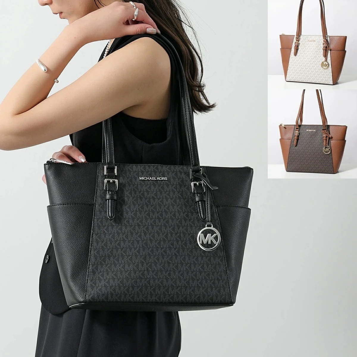 MICHAEL KORS マイケルコース トートバッグ CHARLOTTE LG TZ TOTE シャーロット ラージ レディース ハンドバッグ ロゴ 鞄 カラー3色