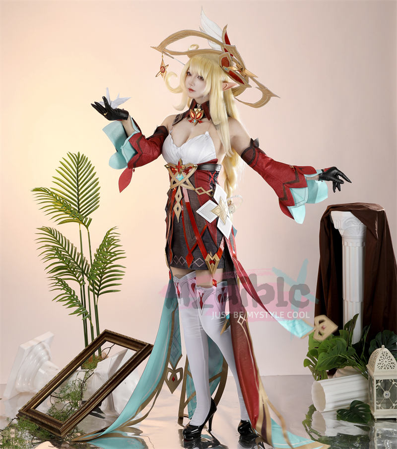 Azuiblc 原神 アリス コスプレ衣装 魔女　魔女会・コードA　コスチューム ハロウィン　ナドクライ編　仮装　ワンピース　帽子付き　3d樹脂パーツ
