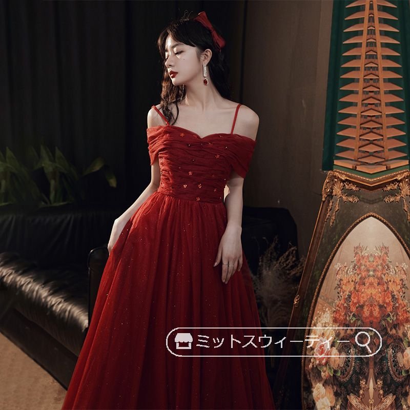 パーティードレス カラードレス 披露宴 Aラインドレス ピアノ 演奏会 発表会 ウエディングドレス