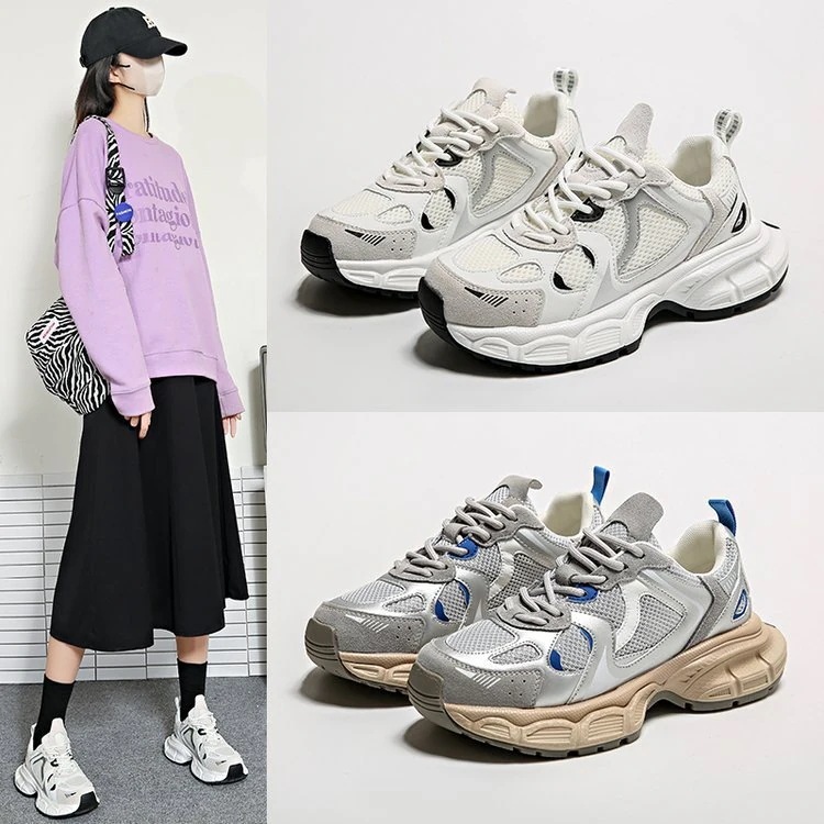 スニーカー厚底レディースシューズダットスニーカー韓国身長アップ百掛けカジュアル通気性脚